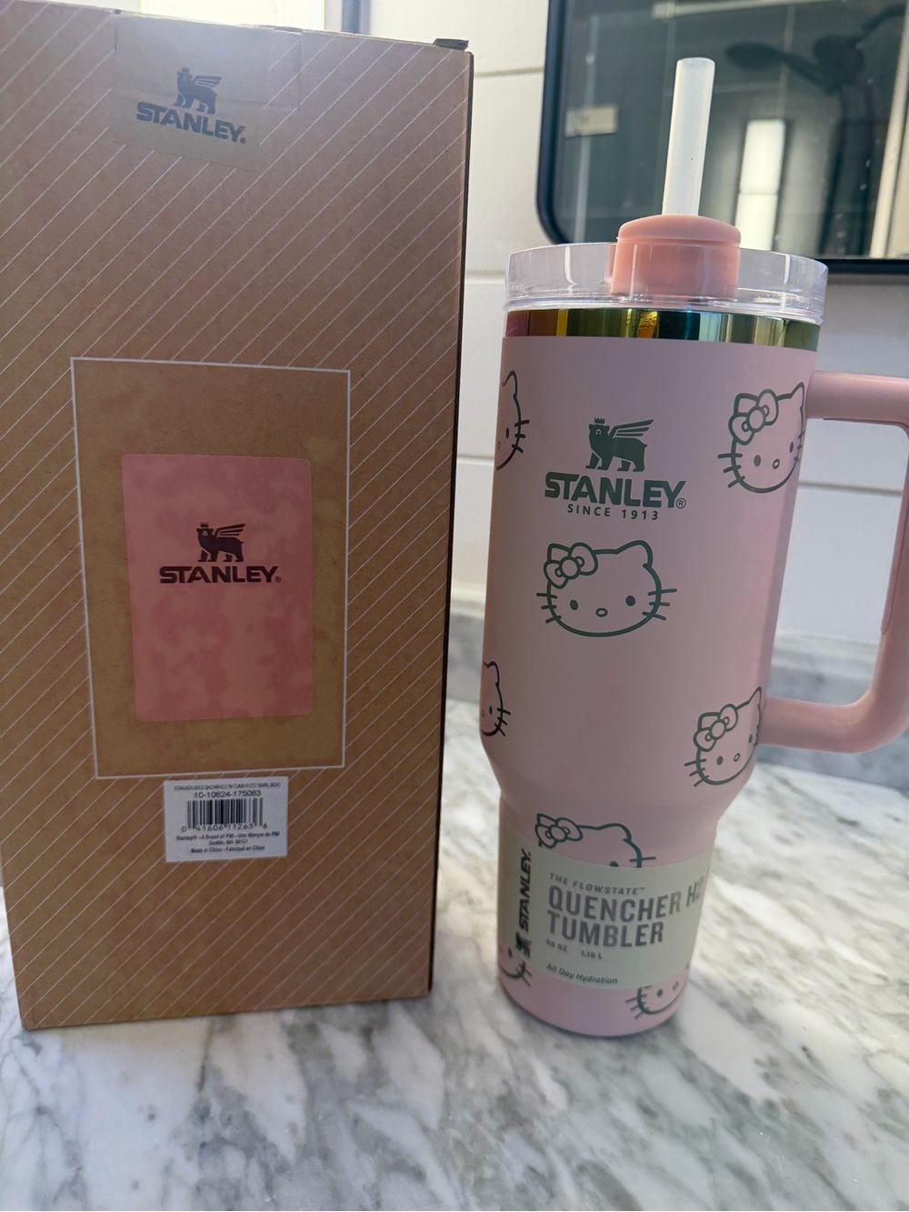 Stanley Pink Hello Kitty Quencher Tumbler with Straw